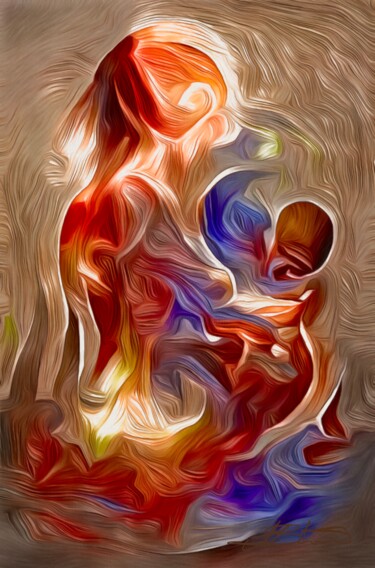 Arte digitale intitolato "Mother & Child" da Alexandra Bloodworth, Opera d'arte originale, Immagine generata dall'IA