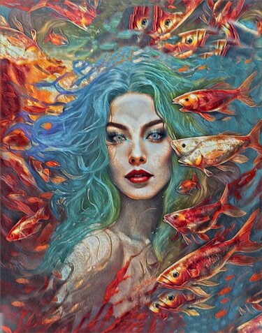 Arte digitale intitolato "“Oceanic whispers”" da Alexandra Bloodworth, Opera d'arte originale, Pittura digitale