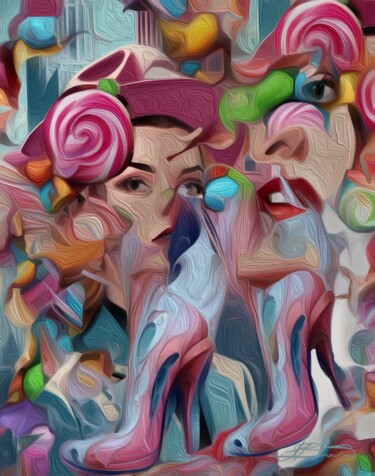 Arte digitale intitolato "“The Sweet Pink Hee…" da Alexandra Bloodworth, Opera d'arte originale, Collage digitale