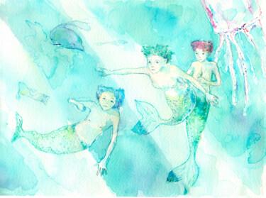 「Sirènes」というタイトルの絵画 Alexandra Bobolinaによって, オリジナルのアートワーク, 水彩画