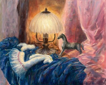 Painting titled "Still life with toy…" by Alexandra Da, Original Artwork, Oil