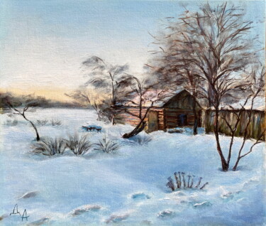Painting titled "Winter in the villa…" by Alexandra Da, Original Artwork, Oil