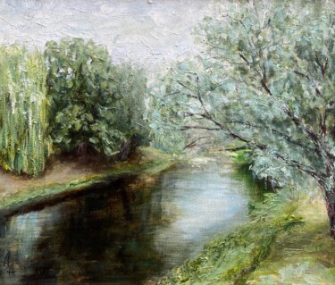 Schilderij getiteld "View from the bridg…" door Alexandra Da, Origineel Kunstwerk, Olie