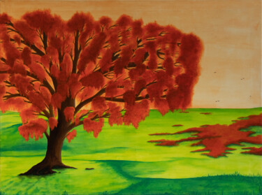 Malerei mit dem Titel "Un oranger" von Alexandra Danière (Le Monde d'Alex), Original-Kunstwerk, Acryl Auf Keilrahmen aus Hol…