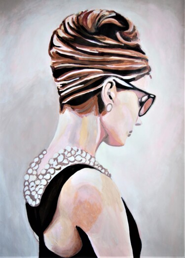 Schilderij getiteld "Audrey Hepburn " door Alexandra Djokic, Origineel Kunstwerk, Acryl