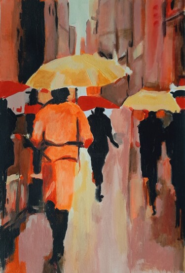 Peinture intitulée "Rainy day / 46 x 30…" par Alexandra Djokic, Œuvre d'art originale, Acrylique