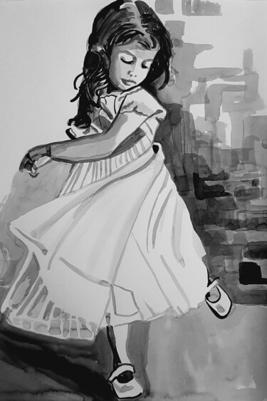 Dessin intitulée "Little ballerina /…" par Alexandra Djokic, Œuvre d'art originale, Encre