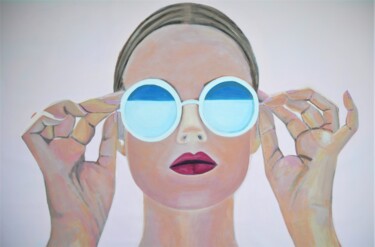 Malerei mit dem Titel "Girl with sunglasse…" von Alexandra Djokic, Original-Kunstwerk, Acryl