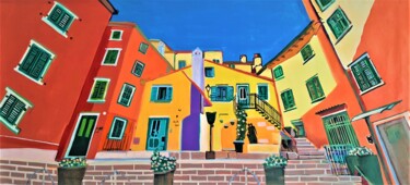 Painting titled "Mediterranean stree…" by Alexandra Djokic, Original Artwork, Acrylic