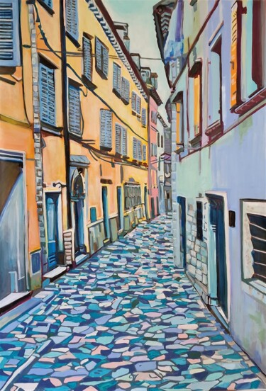 Painting titled "Mediterranean stree…" by Alexandra Djokic, Original Artwork, Acrylic