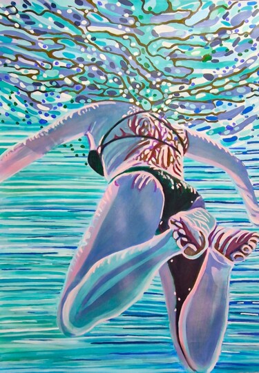 Malerei mit dem Titel "Underwater Turquois…" von Alexandra Djokic, Original-Kunstwerk, Acryl