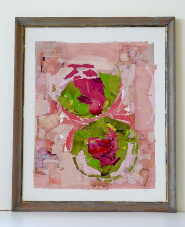 Collages titled ""Mousseline"collage…" by Alexandra Du Moulin, Original Artwork, Collages Mounted on Wood Panel