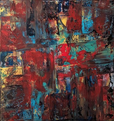 Malarstwo zatytułowany „RED I” autorstwa Alexandra Humphreys, Oryginalna praca, Akryl Zamontowany na Drewniana rama noszy