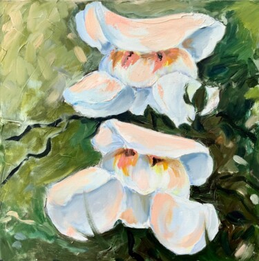 Malerei mit dem Titel "White Orchids - exo…" von Alexandra Jagoda, Original-Kunstwerk, Öl Auf Keilrahmen aus Holz montiert