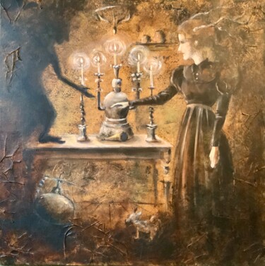 Картина под названием "A Scary Tale - witc…" - Alexandra Jagoda, Подлинное произведение искусства, Акрил Установлен на Дерев…