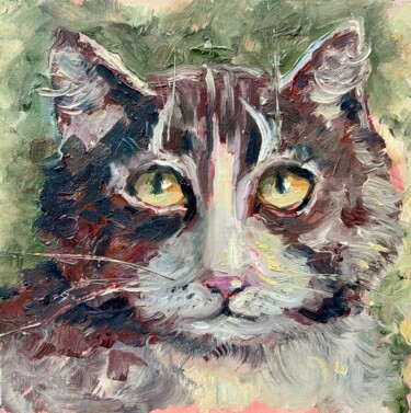 Painting titled "The Watchful Gaze o…" by Alexandra Jagoda, Original Artwork, Oil Mounted on Cardboard