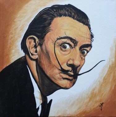 Painting titled "Golden Dali" by Alexandra Labauve, Original Artwork, Acrylic