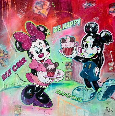 Painting titled "EAT CAKE AND BE HAP…" by Alexandra Machmar, Original Artwork, Acrylic Mounted on Wood Stretcher frame