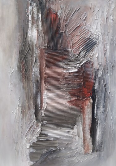 Schilderij getiteld "Red shadow" door Alexandra Petropoulou, Origineel Kunstwerk, Acryl Gemonteerd op Frame voor houten bran…