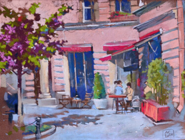 Drawing titled "lunch in a cafe on…" by Alexandra Sergeeva, Original Artwork, Pastel