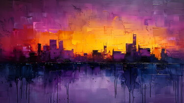 Digital Arts titled "violet sunset glow" by Alexandra Yakunina, Original Artwork, AI generated image
