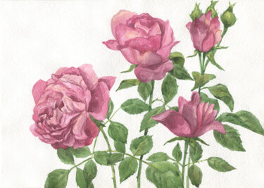 "Roses. Watercolor p…" başlıklı Tablo Alexandra Zatelepina tarafından, Orijinal sanat, Suluboya
