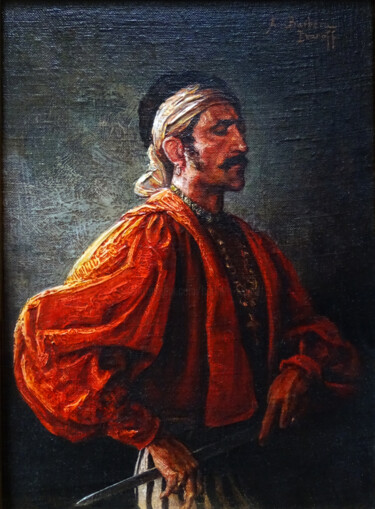 Painting titled "El Andaluz" by Alexandre Barberà-Ivanoff, Original Artwork, Oil Mounted on Wood Panel