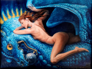 Painting titled "Blue trip" by Alexandre Barberà-Ivanoff, Original Artwork, Oil Mounted on Other rigid panel