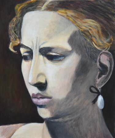 Painting titled "Portrait de Judith…" by Alexandre David Lejuez, Original Artwork, Acrylic Mounted on Wood Stretcher frame