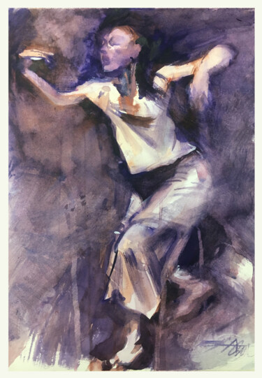 Pittura intitolato "N°747 Lico dance IM…" da Alexandre Dumitrescu, Opera d'arte originale, Acquarello