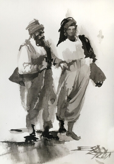 Peinture intitulée "N°772 Ada Kaleh - C…" par Alexandre Dumitrescu, Œuvre d'art originale, Encre