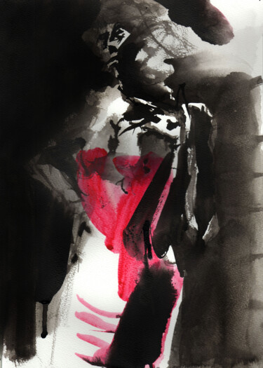 Painting titled "N°892 Posture" by Alexandre Dumitrescu, Original Artwork, Watercolor