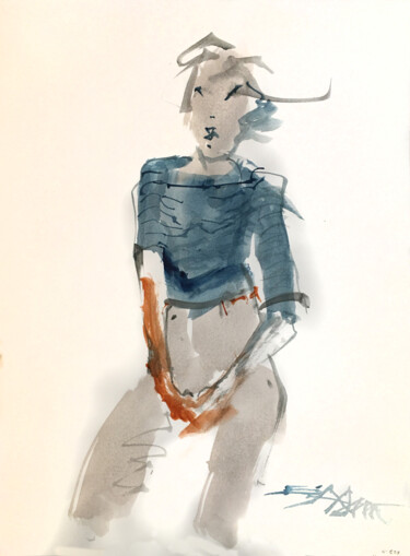 Peinture intitulée "N°878 Posture" par Alexandre Dumitrescu, Œuvre d'art originale, Aquarelle