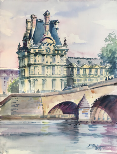 Peinture intitulée "N°347 Paris. Musée…" par Alexandre Dumitrescu, Œuvre d'art originale, Aquarelle