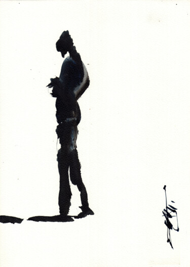 Peinture intitulée "N°832 Solitude" par Alexandre Dumitrescu, Œuvre d'art originale, Encre