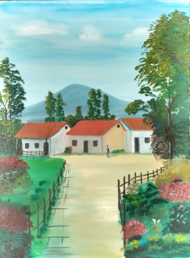 Pintura titulada "casinhas do sitio" por Alexandre Germano, Obra de arte original, Oleo