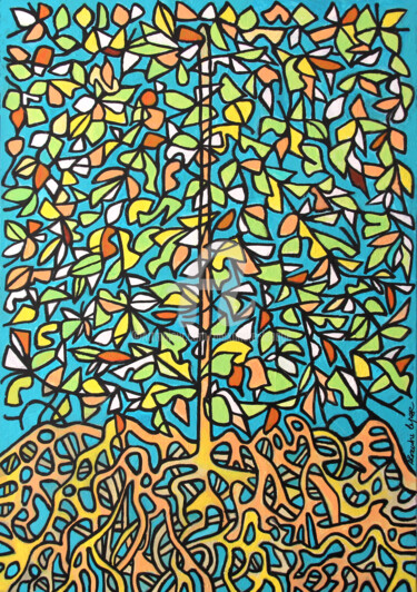 Картина под названием "Tree of life" - Alexandre Lepage, Подлинное произведение искусства, Акрил
