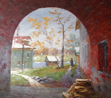 Malerei mit dem Titel "October. Snow" von Alexander Alexandrovsky, Original-Kunstwerk, Öl