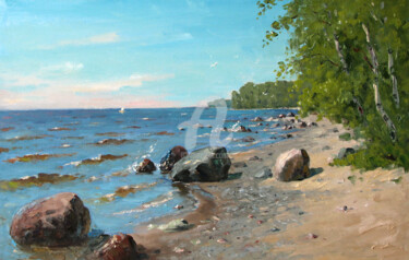 Painting titled "The lakeside" by Alexander Alexandrovsky, Original Artwork, Oil