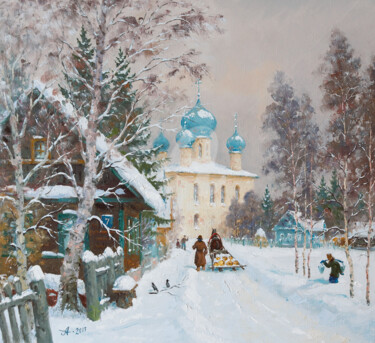 Painting titled "Kargopol" by Alexander Alexandrovsky, Original Artwork, Oil