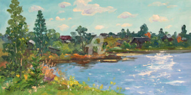 Pittura intitolato "Seliger lake. Noon.…" da Alexander Alexandrovsky, Opera d'arte originale, Olio