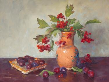 绘画 标题为“Viburnum and plums” 由Alexander Alexandrovsky, 原创艺术品, 油
