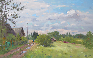 Peinture intitulée "Village. Summer day" par Alexander Alexandrovsky, Œuvre d'art originale, Huile