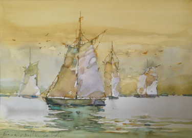 Painting titled "Sail-4" by Alexey Boukingolts, Original Artwork, Watercolor