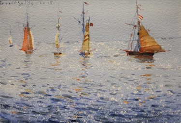 Painting titled "Sail-6" by Alexey Boukingolts, Original Artwork, Watercolor