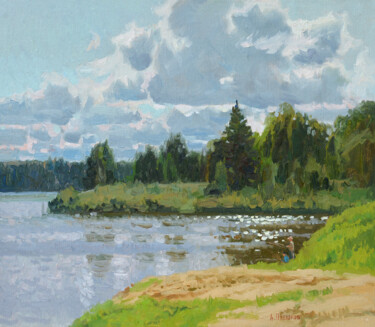 제목이 "Tureya river"인 미술작품 Alexey Pleshkov로, 원작, 기름