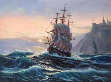 Malarstwo zatytułowany „Morning sailing” autorstwa Alexey Stadnik, Oryginalna praca, Olej