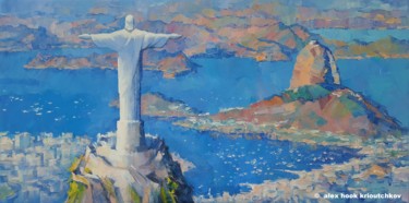 Картина под названием "Rio de Janeiro IV" - Alex Hook Krioutchkov, Подлинное произведение искусства, Масло Установлен на Дер…