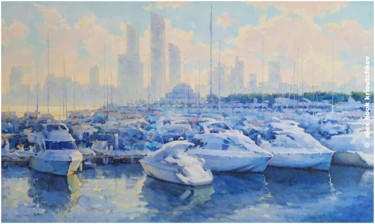 Malerei mit dem Titel "Abu Dhabi port" von Alex Hook Krioutchkov, Original-Kunstwerk, Öl