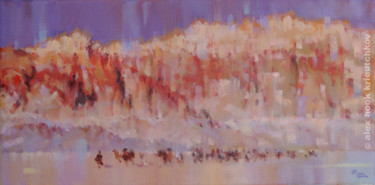 Schilderij getiteld "Caravan / 30x15cm" door Alex Hook Krioutchkov, Origineel Kunstwerk, Olie